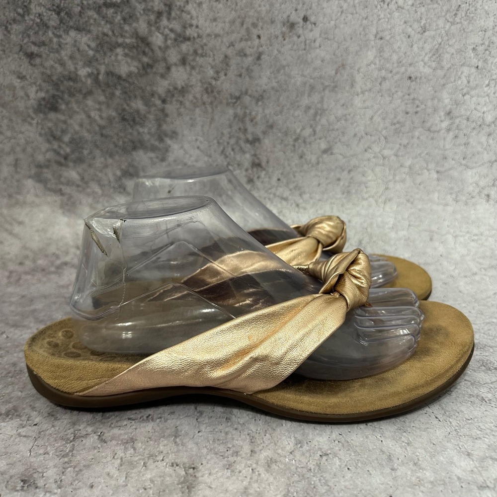 Vionic Pippa Sandals Womens 9.5 Gold Metallic Leather Orthotic Flip Flops